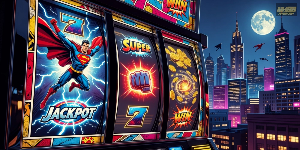 Hình ảnh sống động về nổ hũ siêu anh hùng với jackpot bùng nổ.